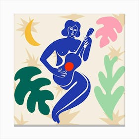 Woman Playing A Guitar Canvas Print