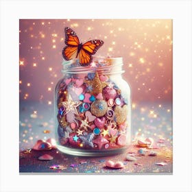 A jar full of sparkly stars 2 Canvas Print