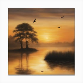 Sunrise At The Lake 2 Canvas Print