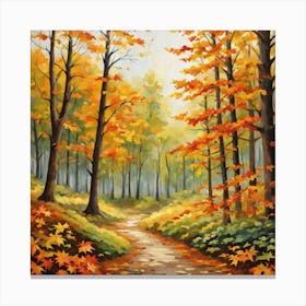 Forest In Autumn In Minimalist Style Square Composition 189 Canvas Print