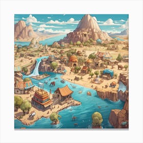 Ibra Animated Town In The Middle Of The Desert Surrounded By La Bed5a466 7fa7 41ea A206 4418995521e6 Canvas Print