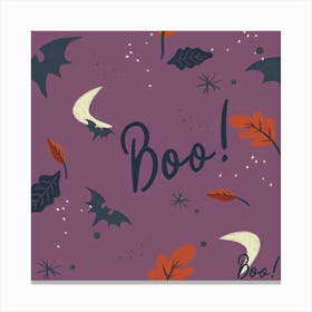 Boo Wallpaper Purple Canvas Print