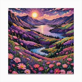 Sunset At The Lake Canvas Print