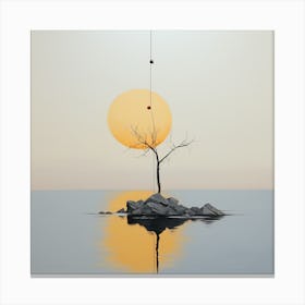 Tree On A Rock Canvas Print