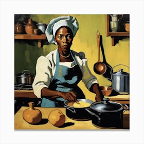 African Chef in Van Gogh style Canvas Print