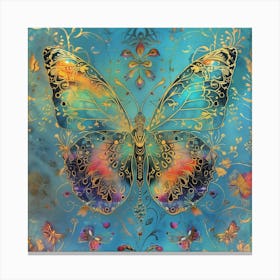 Butterfly In Blue And Gold 4 Canvas Print