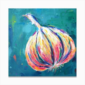 Garlic In Teal Square Canvas Print