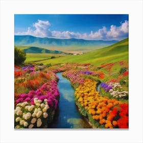 Colorful Flowers In A Valley Canvas Print