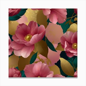 Pink Flowers Seamless Pattern Canvas Print