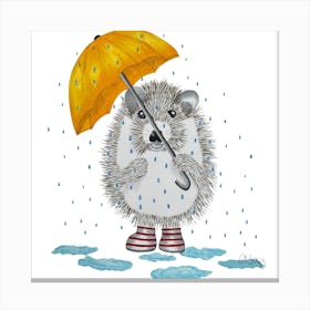 Hedgehog In The Rain. 1 Canvas Print