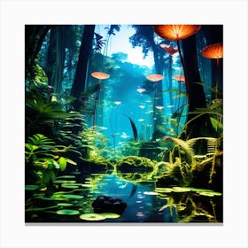 Lily Pond In The Jungle Canvas Print