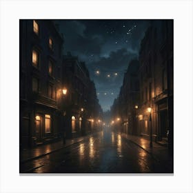 Dark City Street City art print Canvas Print