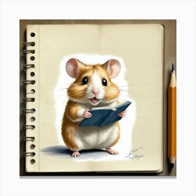 Hamster Reading A Book 13 Canvas Print