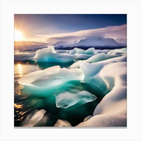 Icebergs In The Water 5 Canvas Print