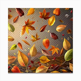 Autumn Leaves Falling Through The Air Canvas Print