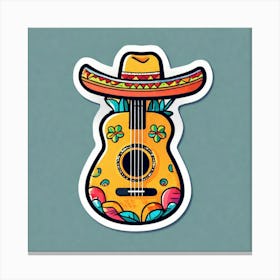 Mexican Guitar And Maracas Sticker 2d Cute Fantasy Dreamy Vector Illustration 2d Flat Centere (44) Canvas Print