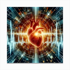 Heart And Ecg Canvas Print