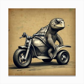 Turtle On A Motorcycle 1 Canvas Print