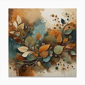 Autumn Leaves, Floral Pattern, Abstract Piece With Organic Shapes And Earthy Colors art print Canvas Print