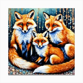 Leash of foxes Canvas Print