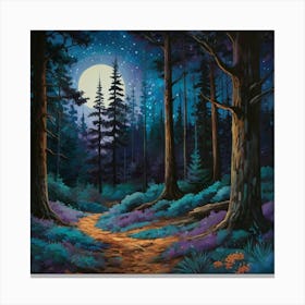 Leonardo Kino Xl A Dreamy Nighttime Forest Scene With A Deep B 2 (1) Canvas Print