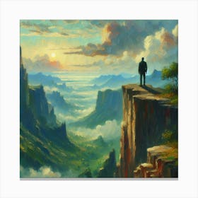 Man On Cliff Canvas Print