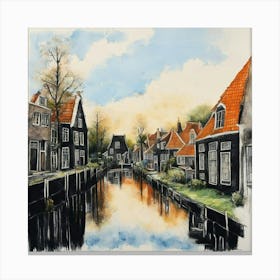 Canal In The Netherlands Canvas Print