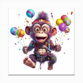 Monkey With Balloons 9 Canvas Print