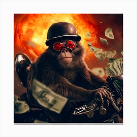 Monkey On A Motorcycle 2 Canvas Print