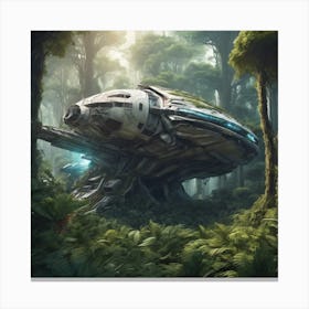 782610 Crashed Spaceship In A Dense Forest, Surrounded By Xl 1024 V1 0 Canvas Print