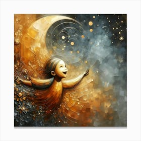 Little Girl In The Moon Canvas Print