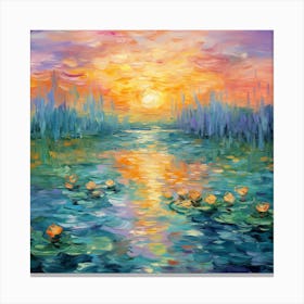 Sunset With Water Lilies Canvas Print