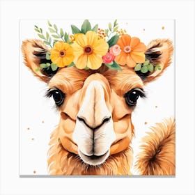Floral Baby Camel Nursery Illustration (15) Canvas Print