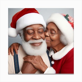 Santa Claus Couple Kissing Canvas Print