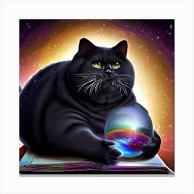 Black Cat With Crystal Ball 2 Canvas Print