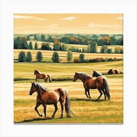 Horses In The Field 3 Canvas Print