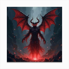 Demon Soul In A Watercolor Dark Void With Shimmering Lights 1 Canvas Print