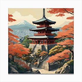 Kiyomizu Dera Temple Japan Vintage Travel Art Art Print 5 Canvas Print