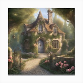 Cinderellas House Nestled In A Tranquil Forest Glade Boasts Walls Adorned With Climbing Roses Th (5) Canvas Print