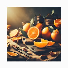 Oranges On A Table Canvas Print