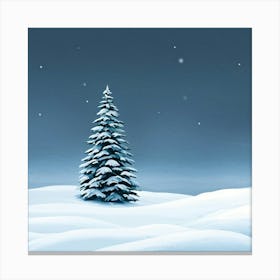 A Serene Winter Landscape Under A Subdued Grey Sky Snow Blankets A Fir Tree Frost Glistens On Surr (1) Canvas Print