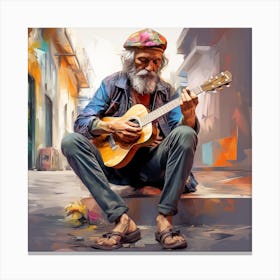 Old Man Playing Guitar 10 Canvas Print