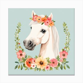 Floral Baby Horse Nursery Illustration (8) 1 Canvas Print