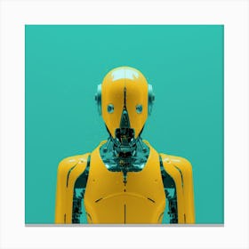 Robot On A Green Background Canvas Print