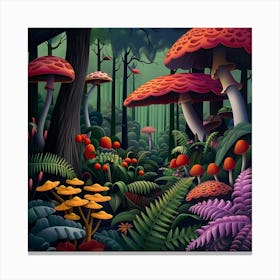 Forest Of Mushrooms Canvas Print