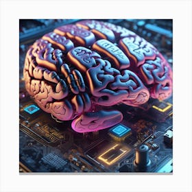Brain On A Circuit Board 89 Canvas Print