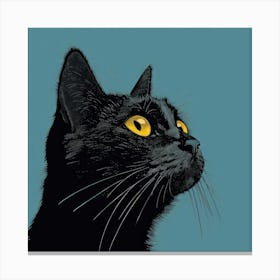 Black Cat With Yellow Eyes 2 Canvas Print