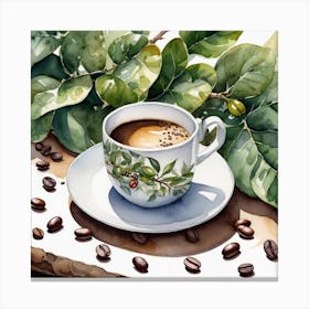 Coffee And Coffee Beans 8 Canvas Print