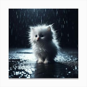 Cute Kitten In The Rain 6 Canvas Print