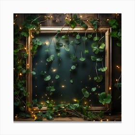 Frame With Ivy And Fairy Lights Canvas Print